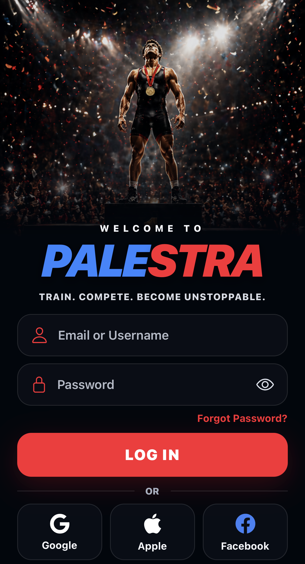 PALESTRA app login screen preview